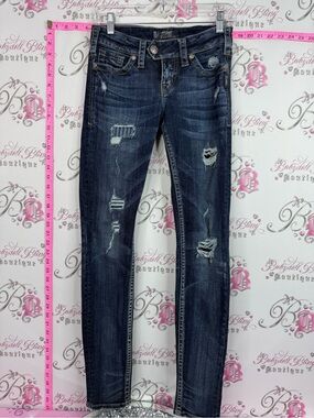 Silver Jeans y2k pants rips Distressed Dark Blue Skinny Jeans